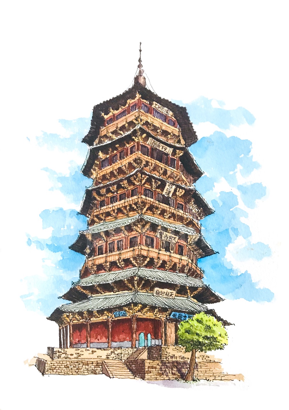 千年古刹 纯木结构 山西应县木塔(释迦塔) - 即刻app