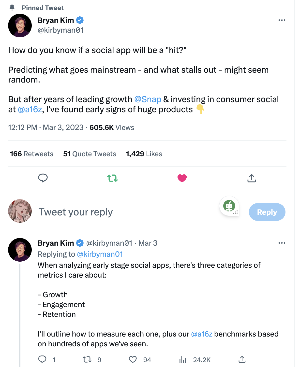 interesting，a16z投资人、之前负责Snapch - 即刻App